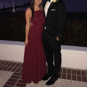 Lulu’s Maroon Highneck Strapless Bridesmaid Dress